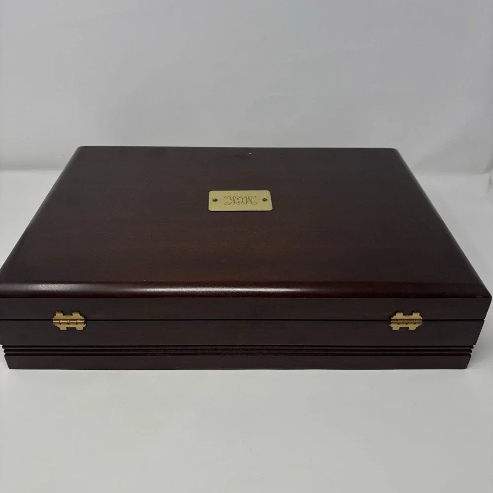 VTG Reed & Barton Anti-Tarnish Eureka Wooden Silverware Flatware Storage Box